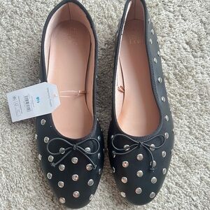 Stylish Black Studded Flats. Size 9.5